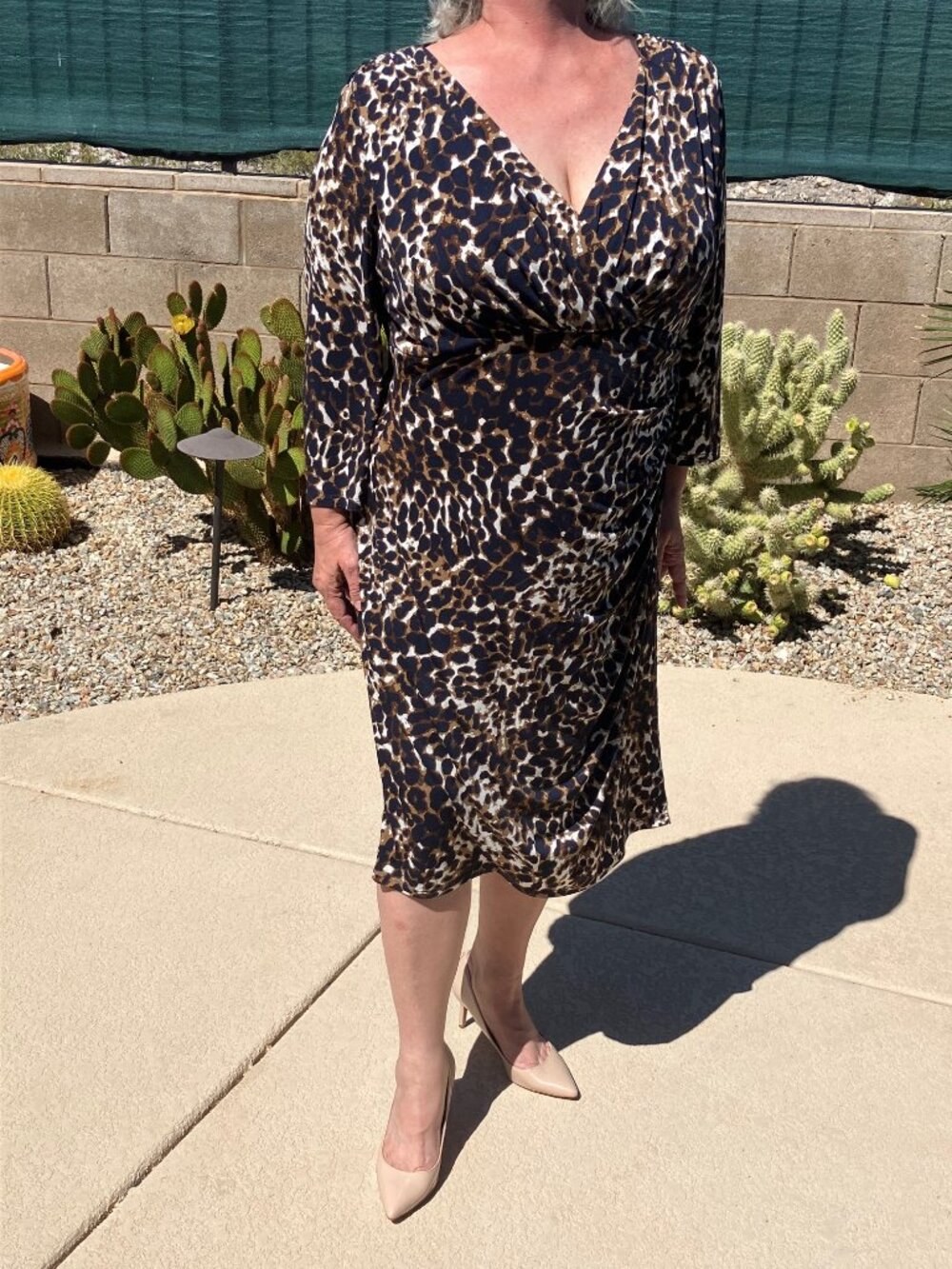 Ralph Lauren Leopard Long Sleeve V Neck Dress 18W